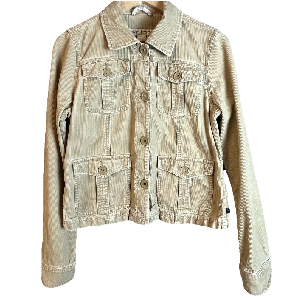 Vintage Y2K Abercrombie & Fitch Jacket Womens Large Corduroy Utility Pockets 90s